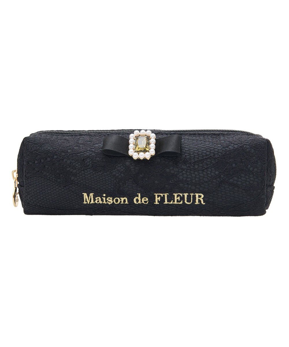 Maison de FLEUR レースサテンパールビジューロングポーチ 