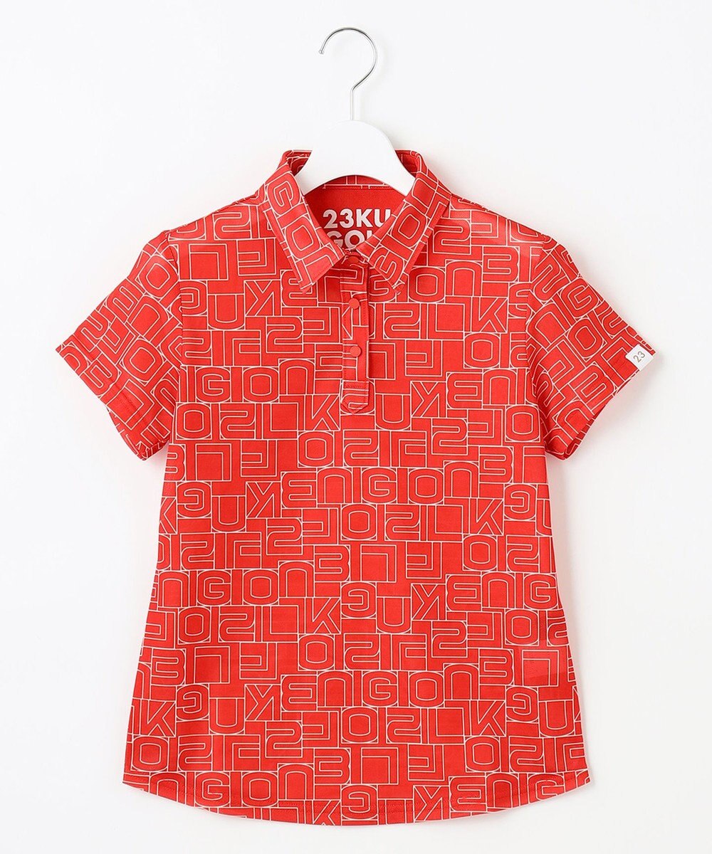 23区GOLF 盛夏対応のマルチ機能【接触冷感・UVケア・吸水速乾】【WOMEN】総ロゴ カノコシャツ 