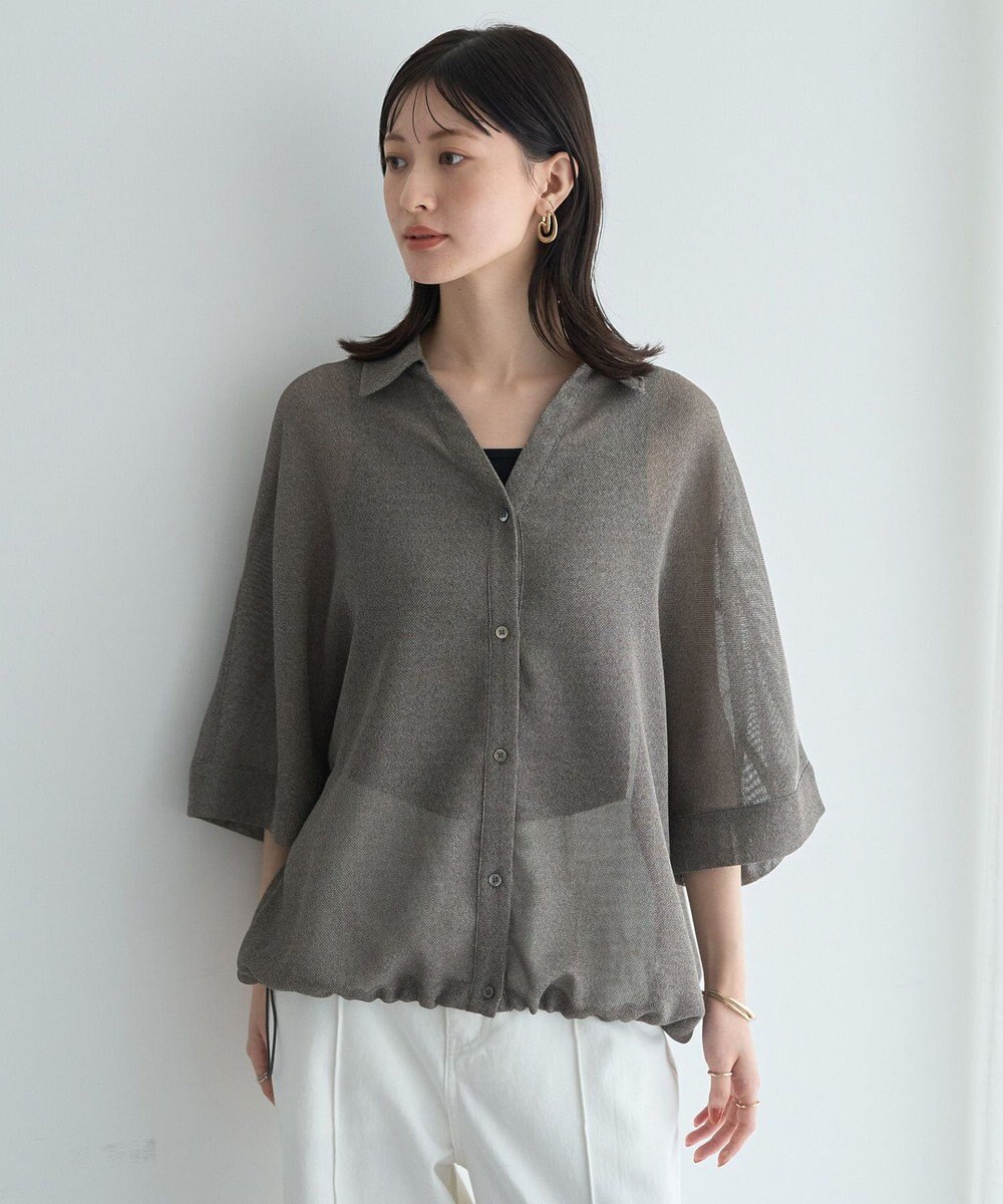 YECCA VECCA 　裾ドロストメッシュシャツ 