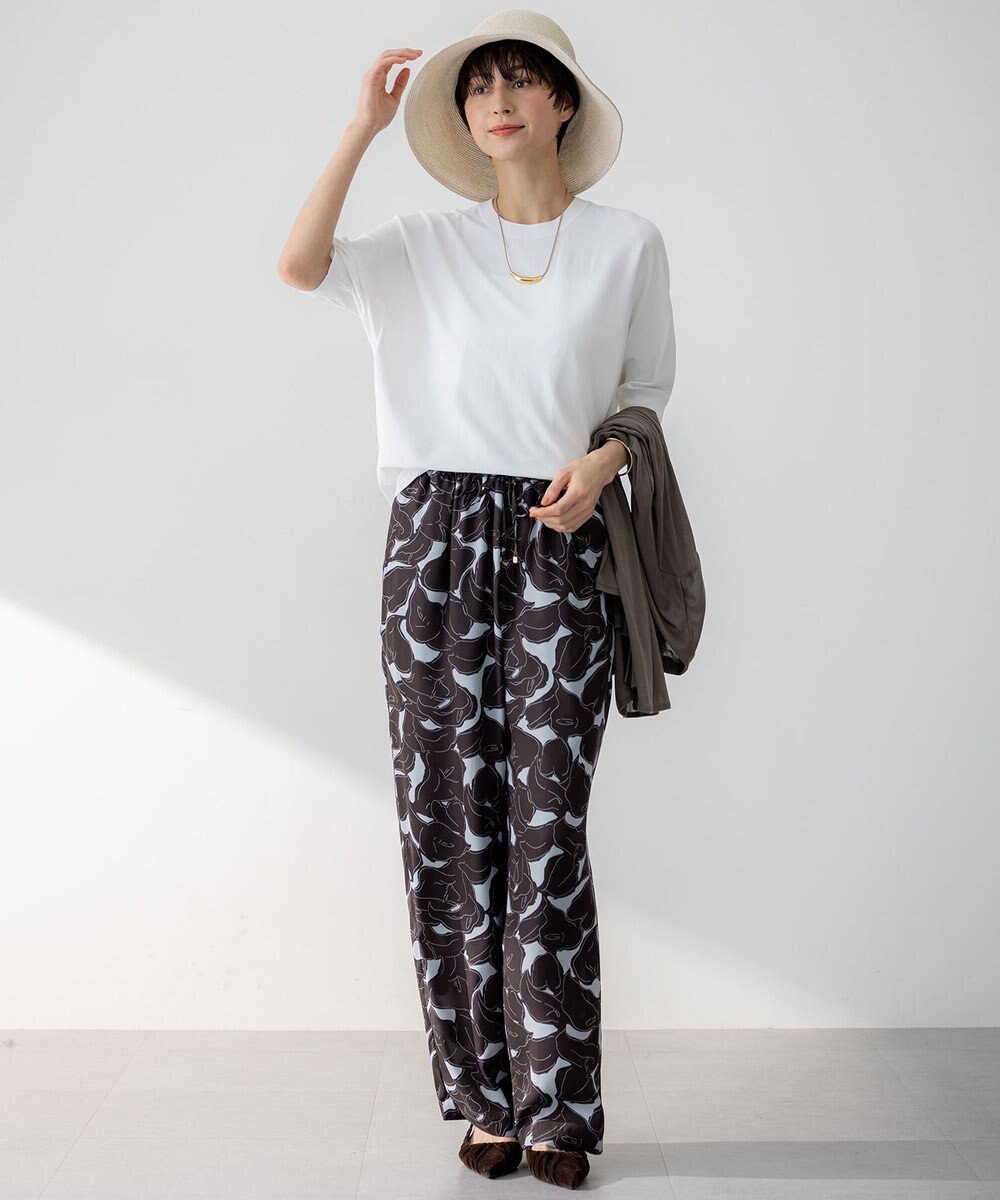 23区 L 【洗える】Ratti フラワーアートプリント ワイド パンツ 