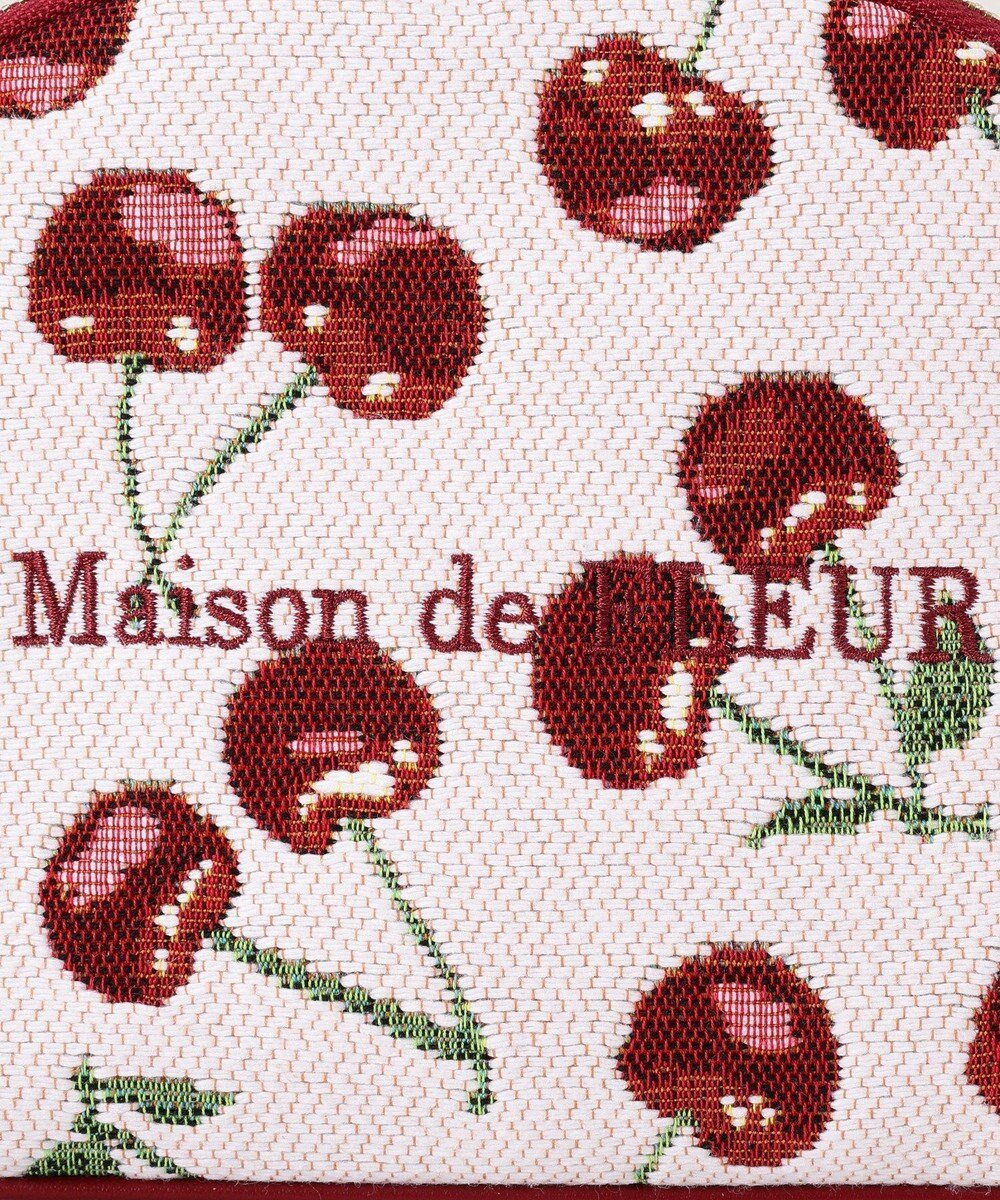 Maison de FLEUR チェリー柄ゴブランラウンドポーチ 