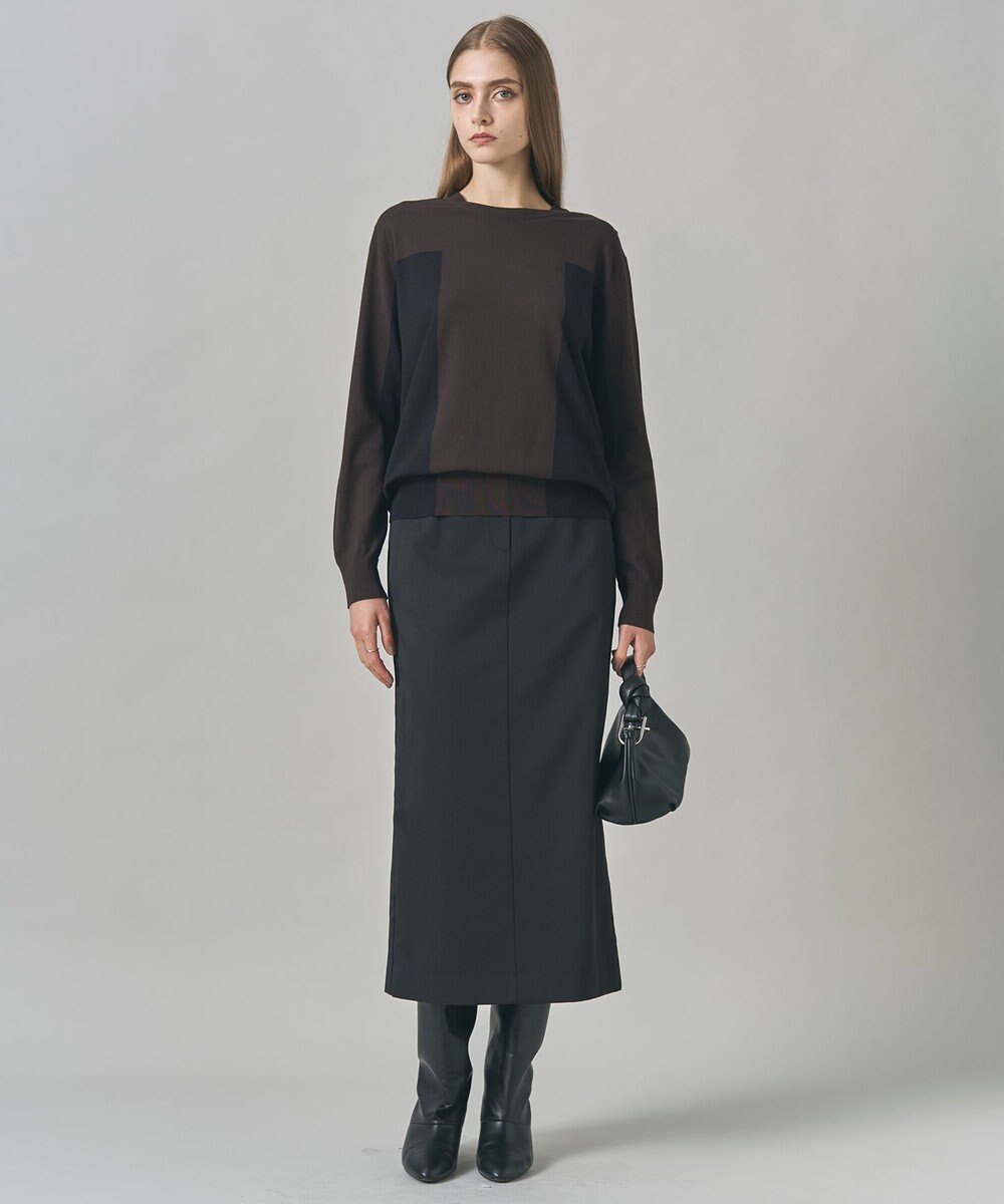 ICB 【洗える】マットヴィスコースポリエステル ブロッキングニット 