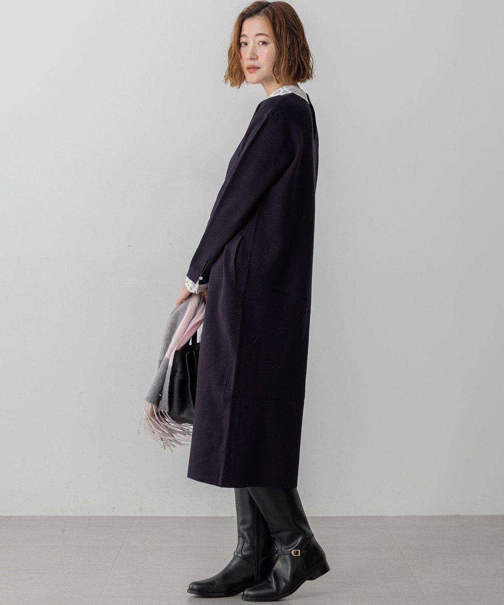 23区 S 【洗える/吊り干しOK】ヴィスコースストレッチ レース襟 ワンピース 