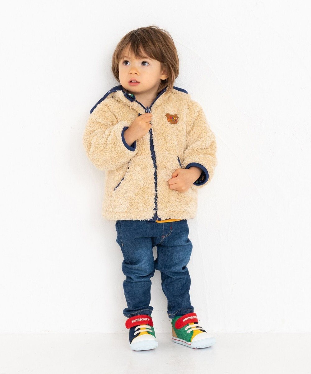 MIKI HOUSE HOT BISCUITS 【80-120cm】 裏ボアフリース リバーシブル総柄ジャンパー 