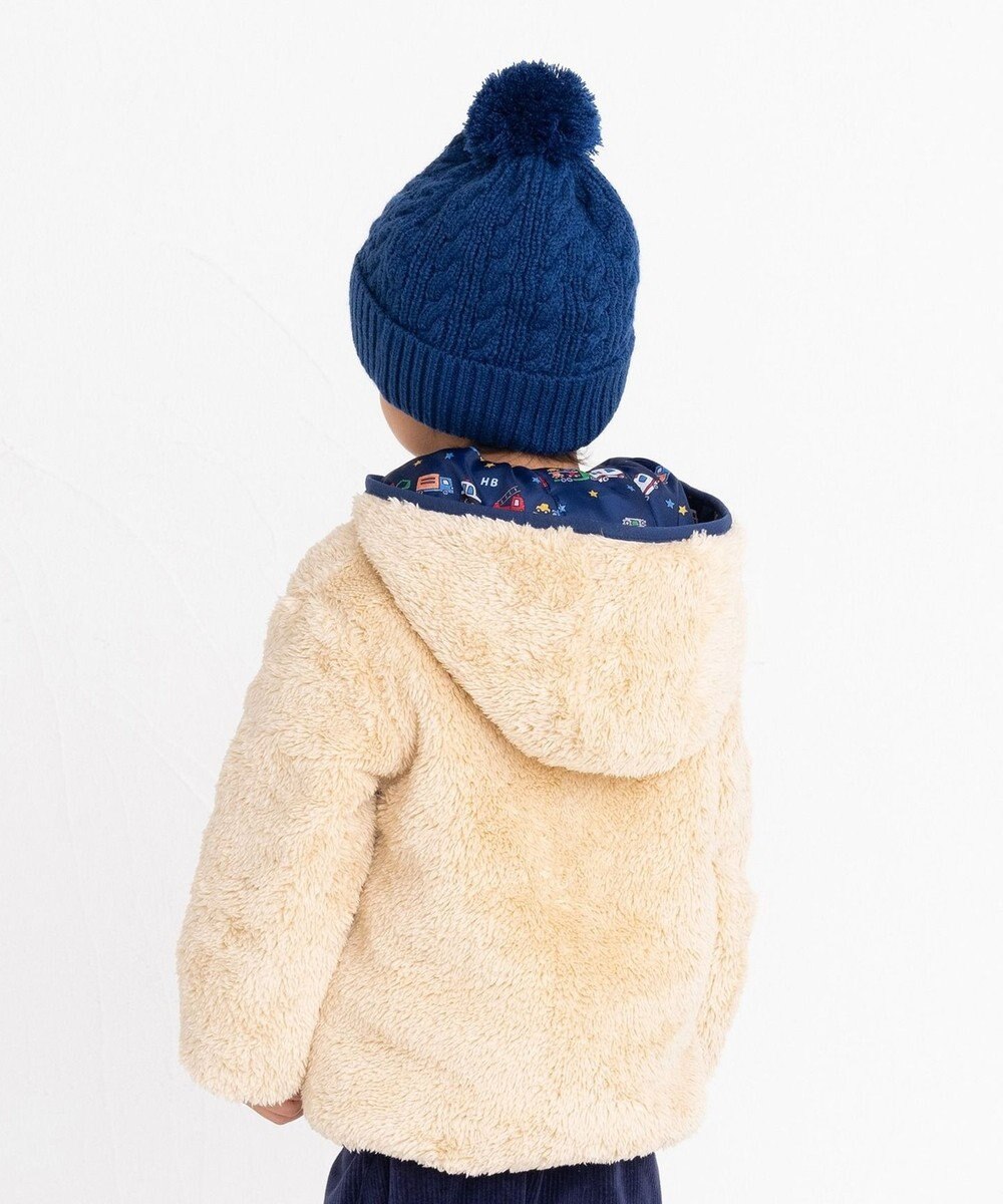 MIKI HOUSE HOT BISCUITS 【80-120cm】 裏ボアフリース リバーシブル総柄ジャンパー 