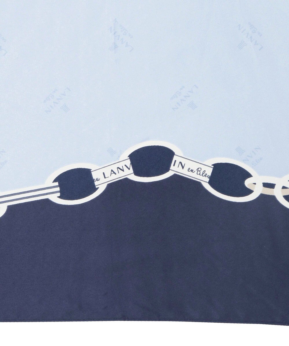 MOONBAT ランバン オン ブルー 折りたたみ傘 チェーン柄サテンジャガードプリント 簡単開閉 