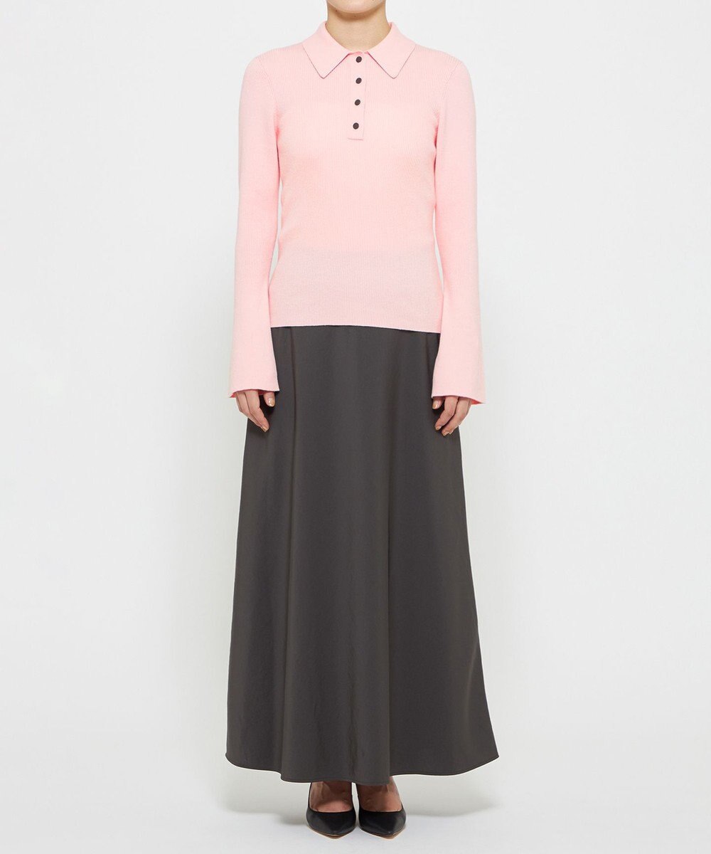 uncrave 【洗濯機洗い可】リブ フレアスリーブポロニット（uncrave STANDARD） 