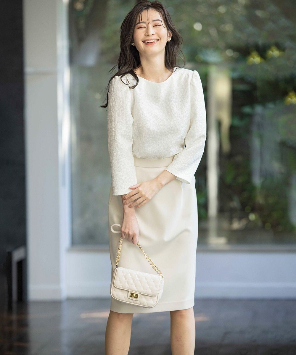 組曲 L 【KUMIKYOKU NAVY】フラワージャガード ブラウス 