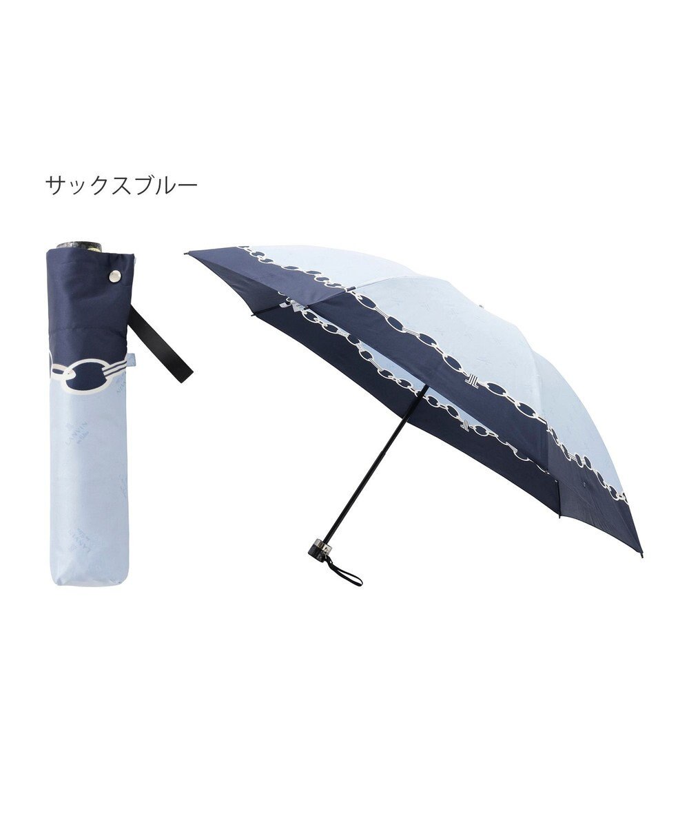 MOONBAT ランバン オン ブルー 折りたたみ傘 チェーン柄サテンジャガードプリント 簡単開閉 