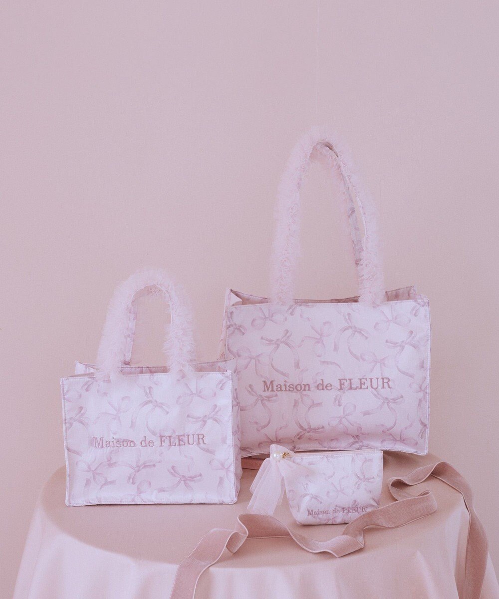 Maison de FLEUR ピンクマニアフリルスクエアトートSバッグ 