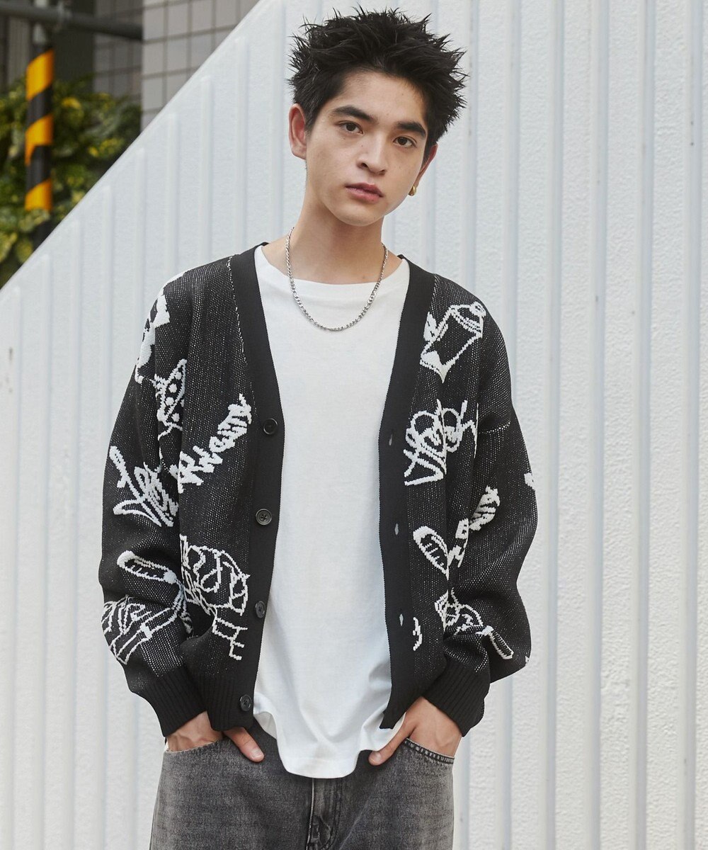 WEGO ベロアモールグラフィティカーディガン 