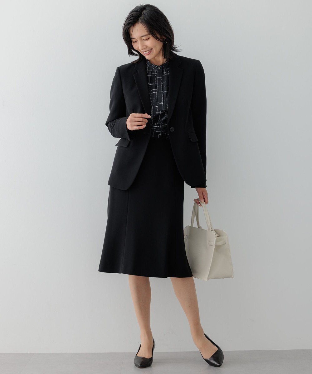 23区 L 【洗える】モノクロトーンプリント ブラウス 