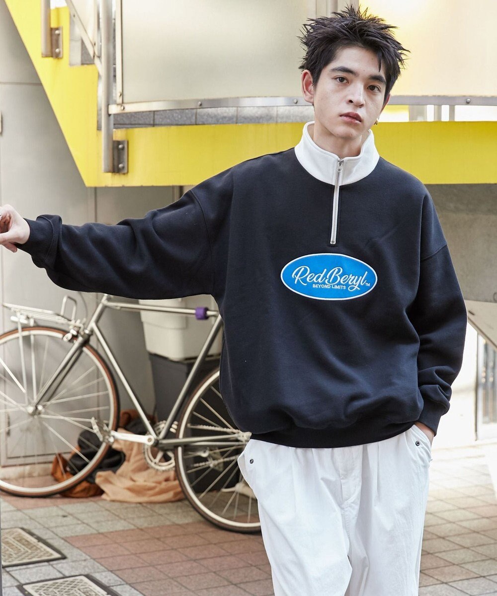 WEGO サークルロゴハーフジッププルオーバー 