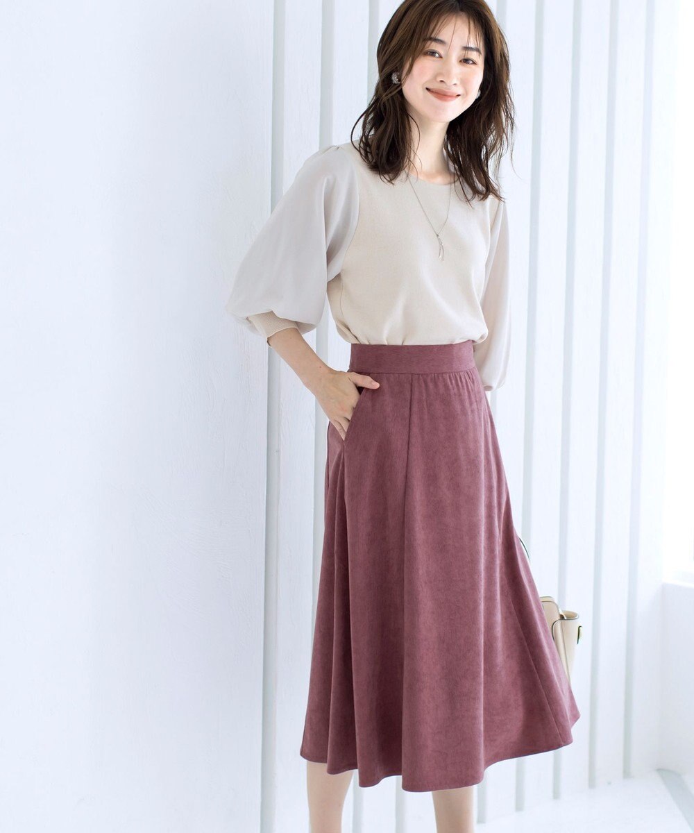 Tiaclasse L 【洗える】大人上品なコーデュロイフレアスカート 