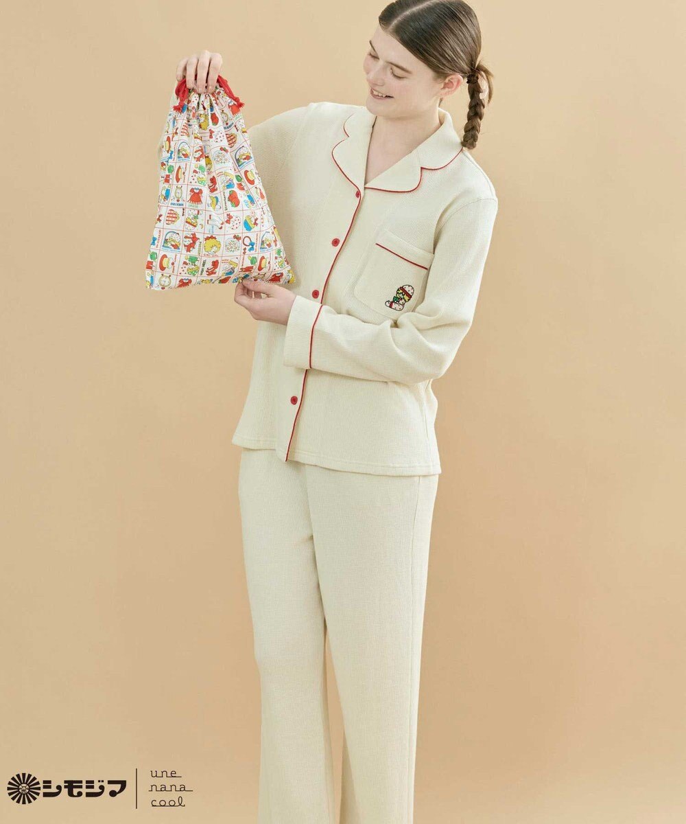 une nana cool MADE WITH シモジマ 【綿100%】開襟ワッフルパジャマ 