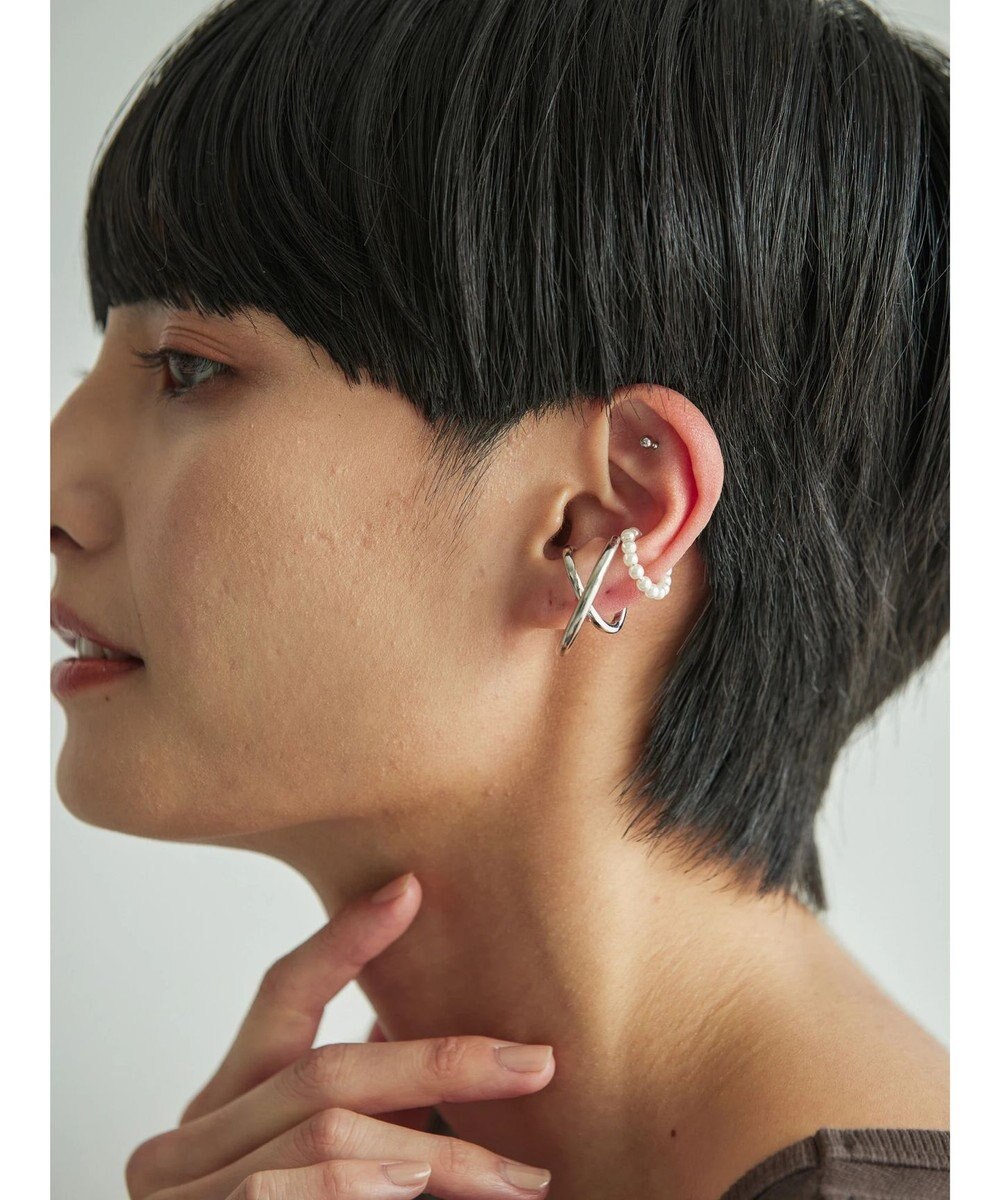 AMERICAN HOLIC ダブルカーブ×パールセットイヤカフ 