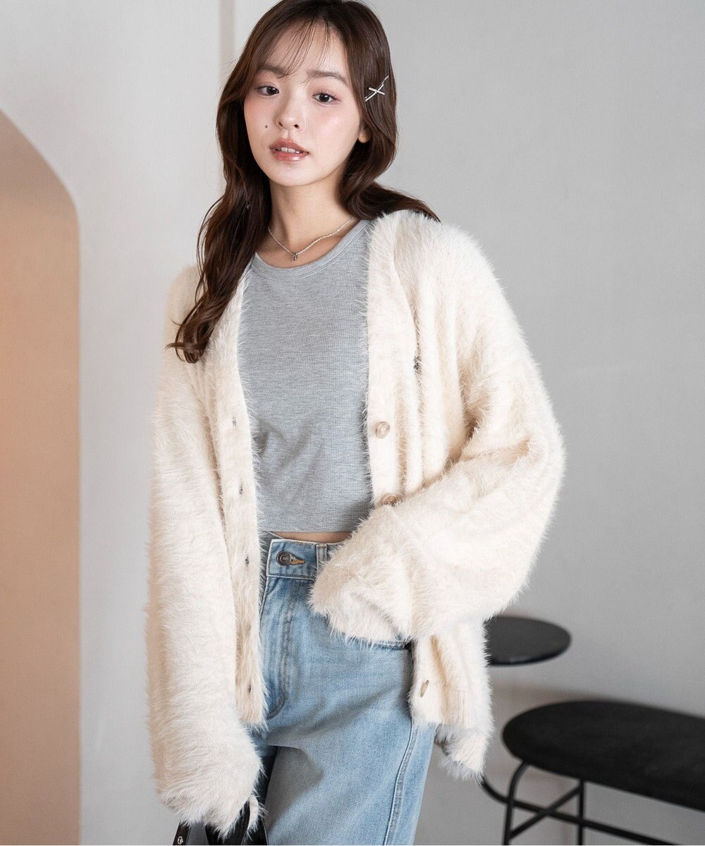 WEGO 【25年秋冬新作/WEB限定】別注USPOLOシャギーニットカーデ 