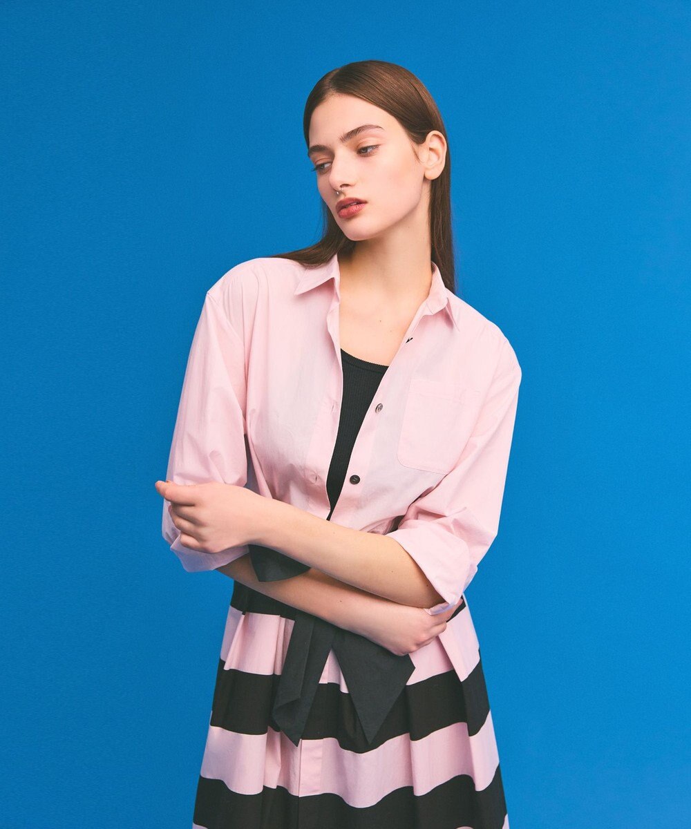 GRACE CONTINENTAL ボーダーコンビシャツワンピース 