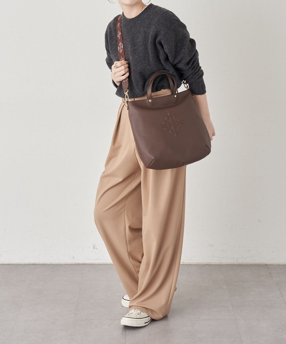 russet エンボスモノグラム ソフトレザー 2WAYトートバッグ(CE-1611) 