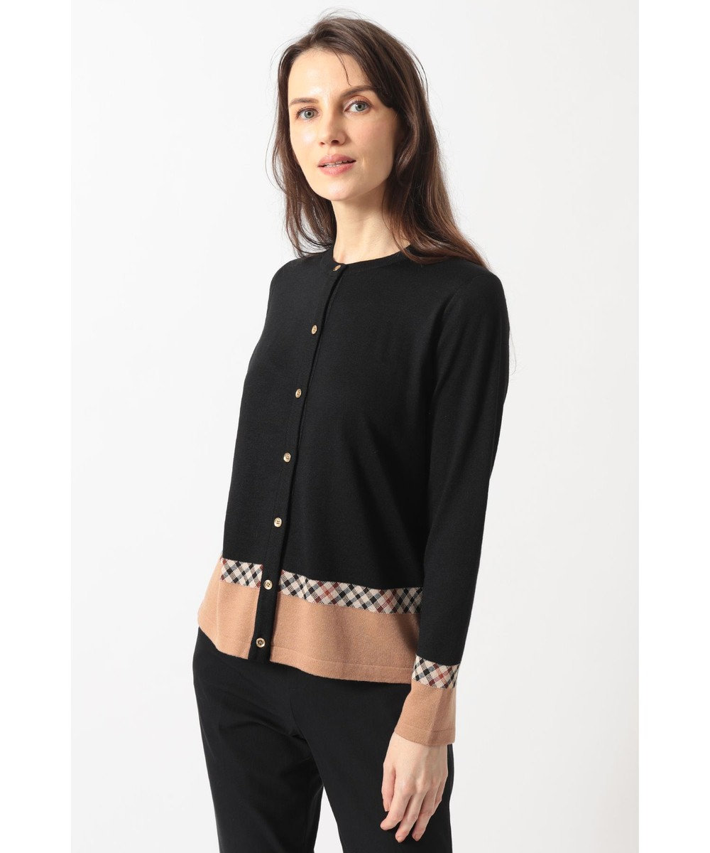 DAKS ジャカードクルーネックカーディガン 