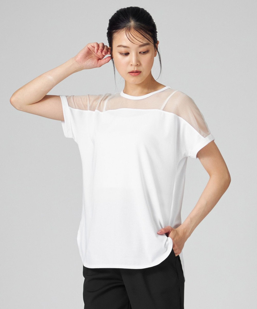 Chacott Chacott BALANCE レースコンビ半袖Tシャツ ホワイト