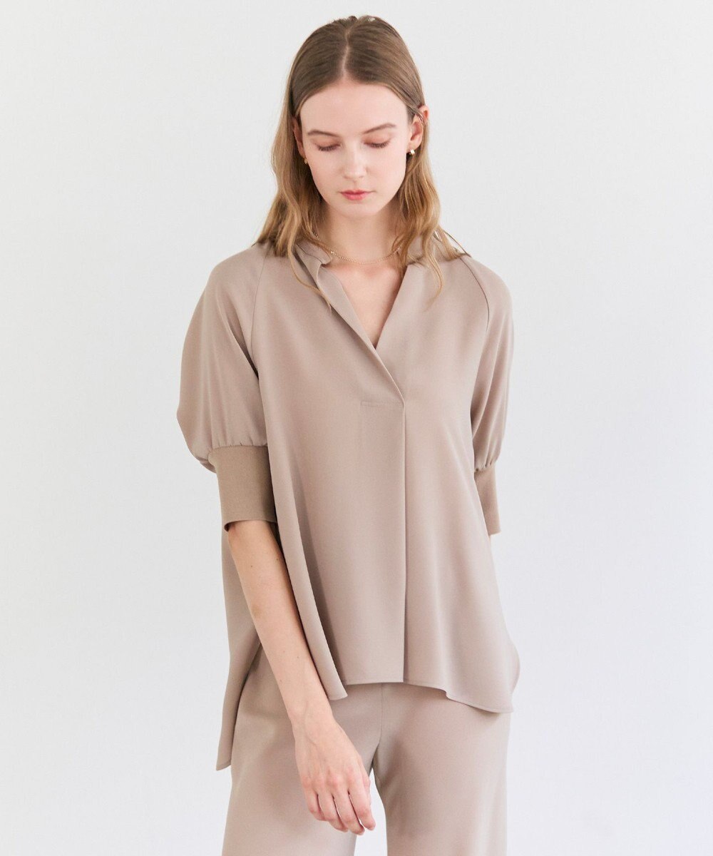 BEIGE， FLEUR / ドレープニット カフスブラウス 