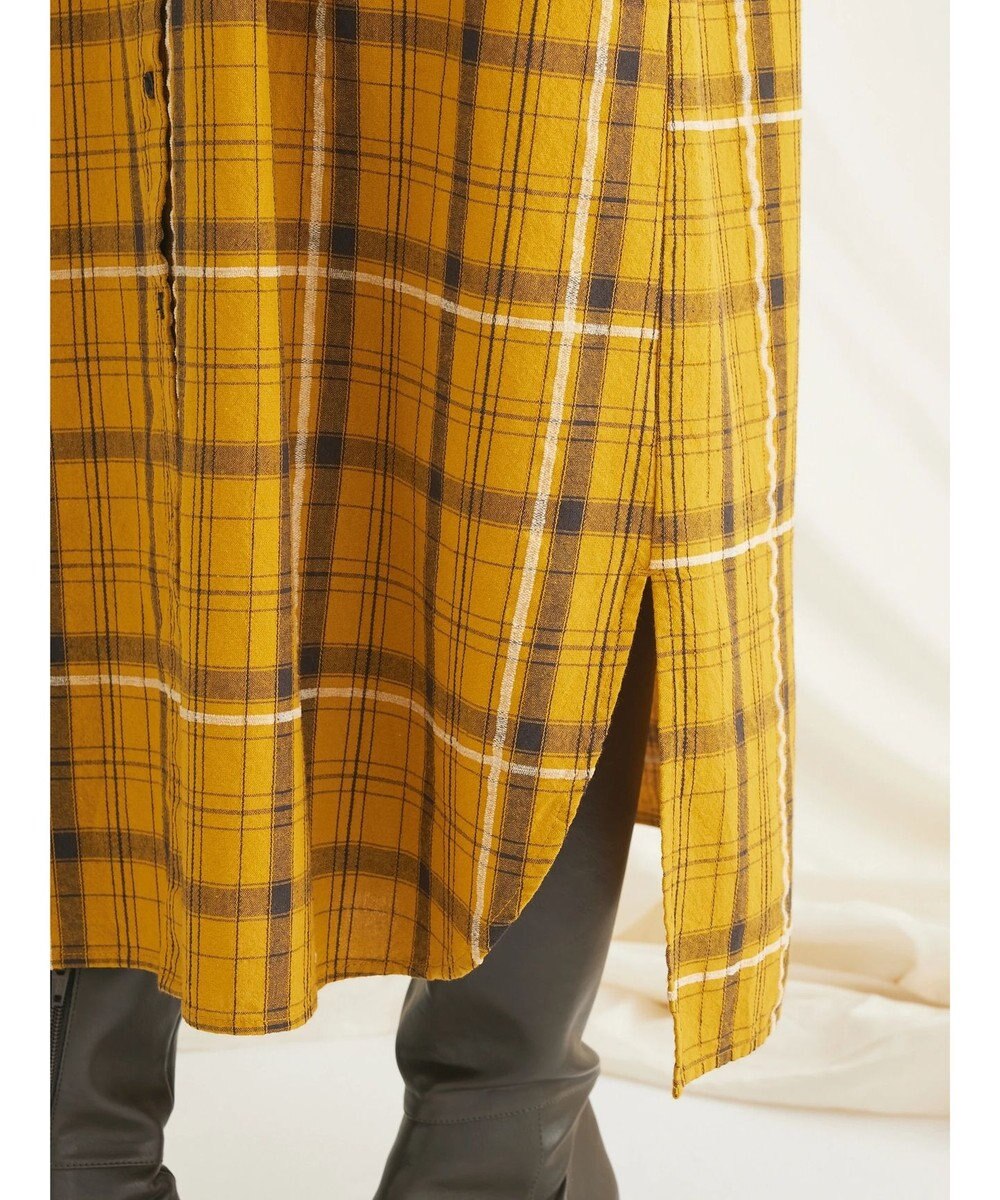 CRAFT STANDARD BOUTIQUE 先染めチェック（小）バンドカラー袖ＲＩＢ　ＯＰ 