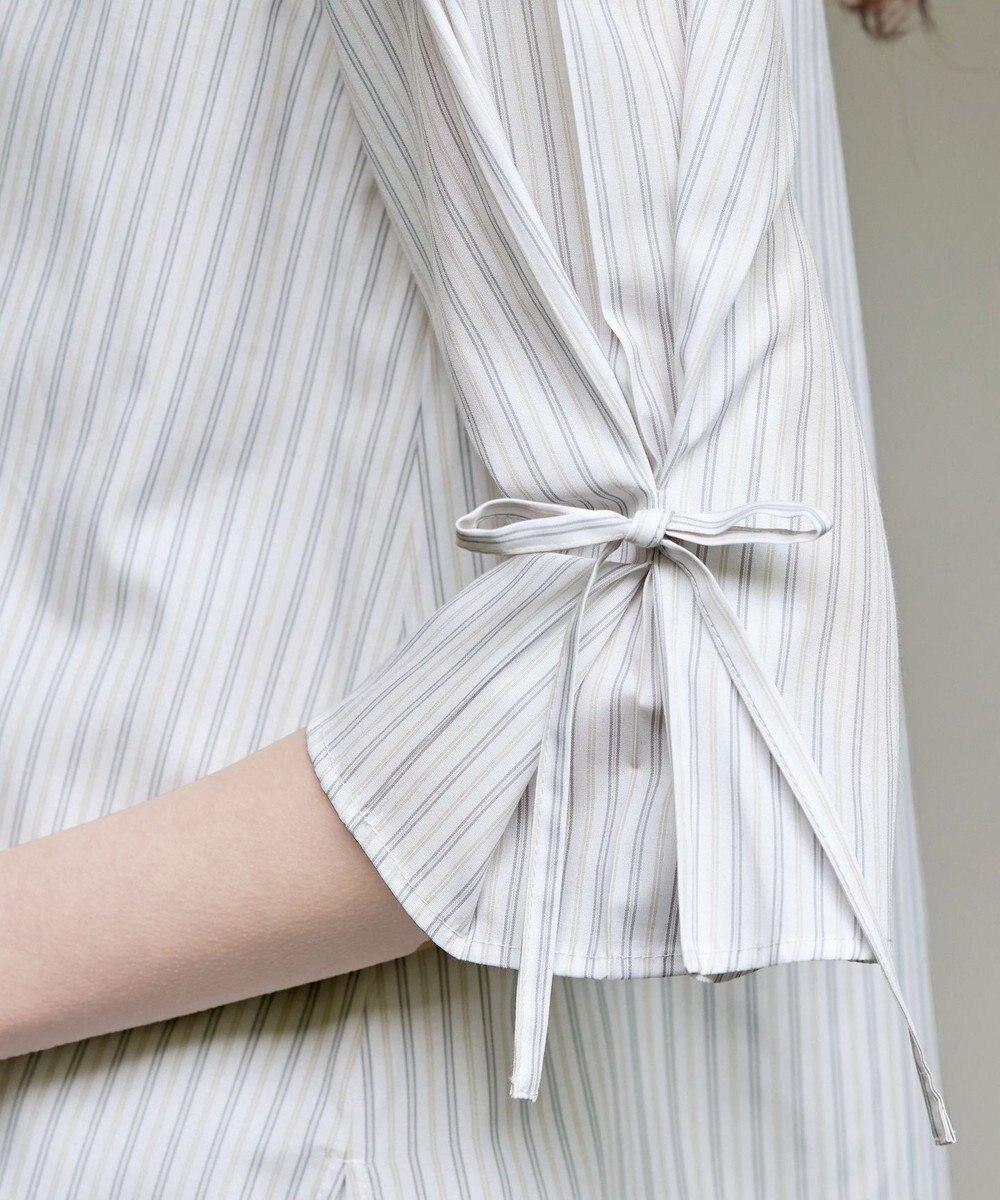 Tiaclasse L ストライプリボンレイヤードブラウス 