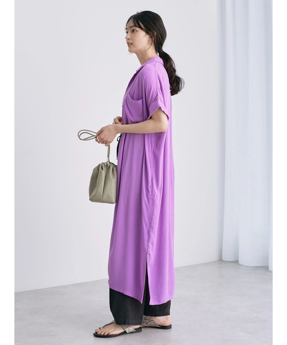 AMERICAN HOLIC 楊柳Ｗポケット開襟ワンピース 