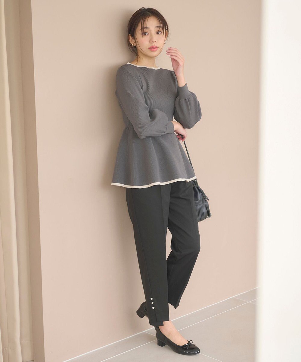Feroux 【洗える】バイカラーペプラム ニット 