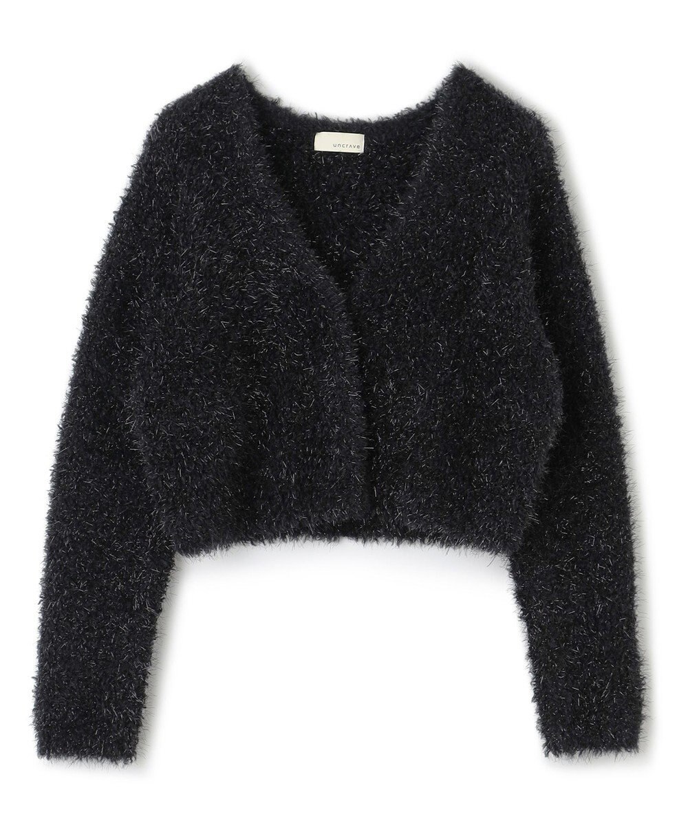 uncrave ヘアリー ラメ ニット ショート カーディガン（uncrave WHITE） 