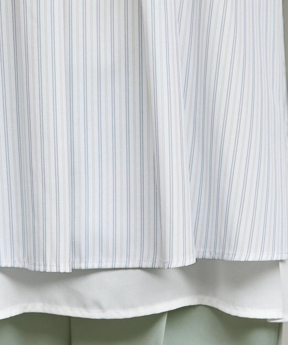 Tiaclasse L ストライプリボンレイヤードブラウス 