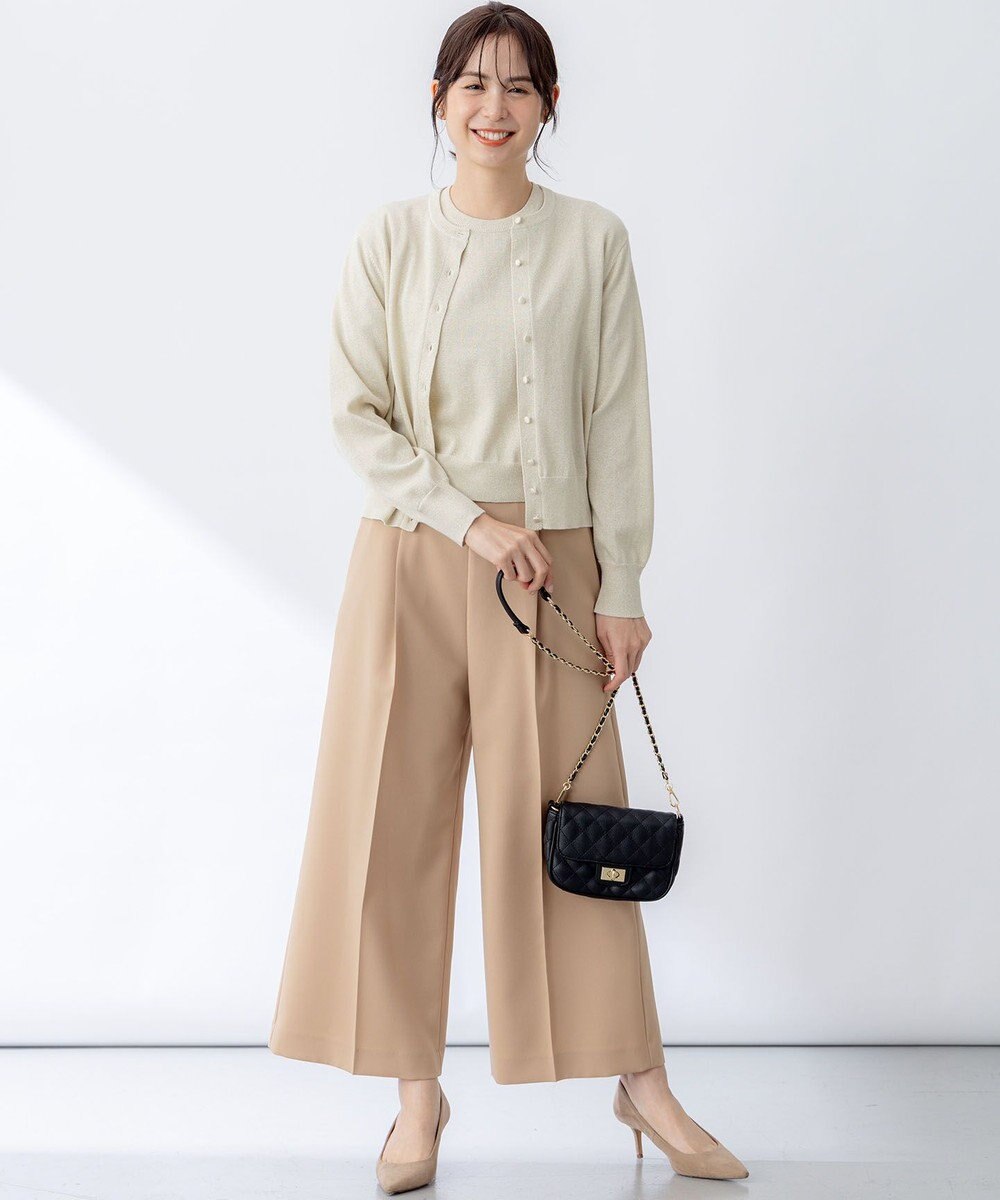 組曲 【WEB限定・2SET】5分袖ラメ入りアンサンブルニット 