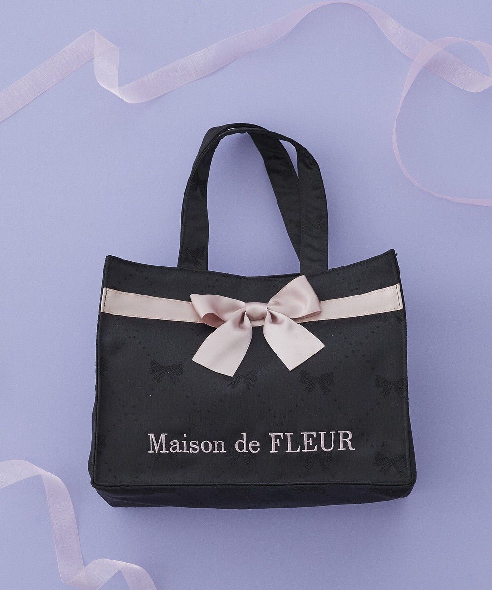 Maison de FLEUR リボンジャカードスクエアトートバッグ 