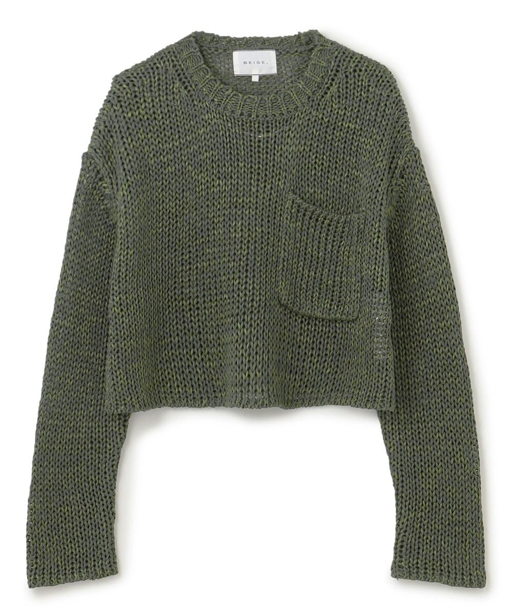 BEIGE， 【洗える・STORY 6月号掲載】THYME / クルーネックコットンメッシュニット 