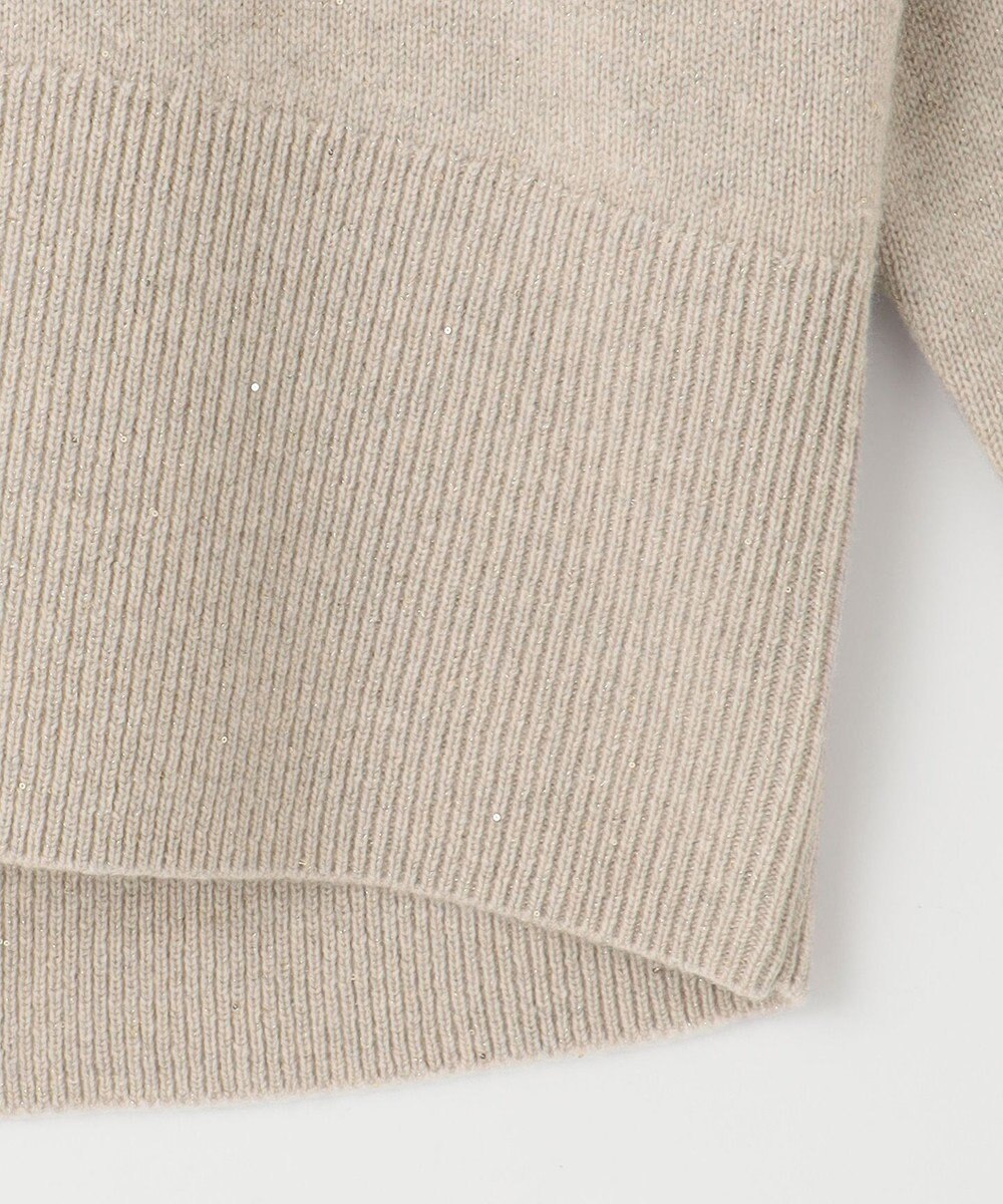 自由区 【洗える】ウールカシミヤブレンドラメスパンコールハイネック ニット 