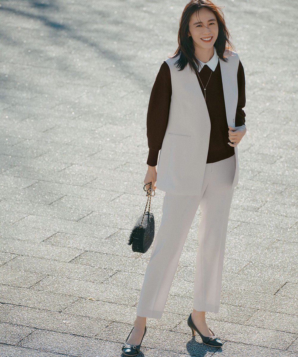 23区 【セットアップ対応/洗える】トリアセダブルジョーゼット ジレ 