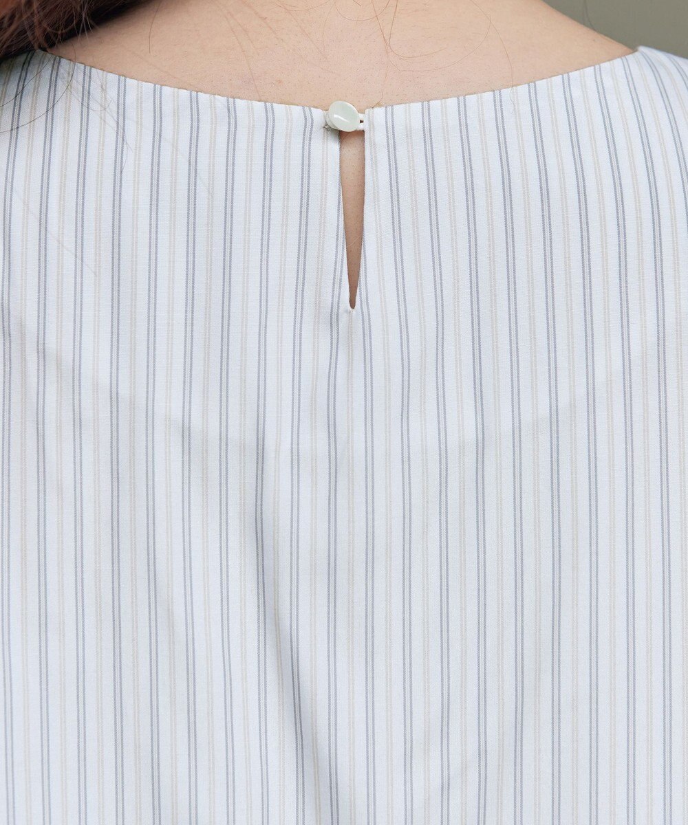 Tiaclasse L ストライプリボンレイヤードブラウス 