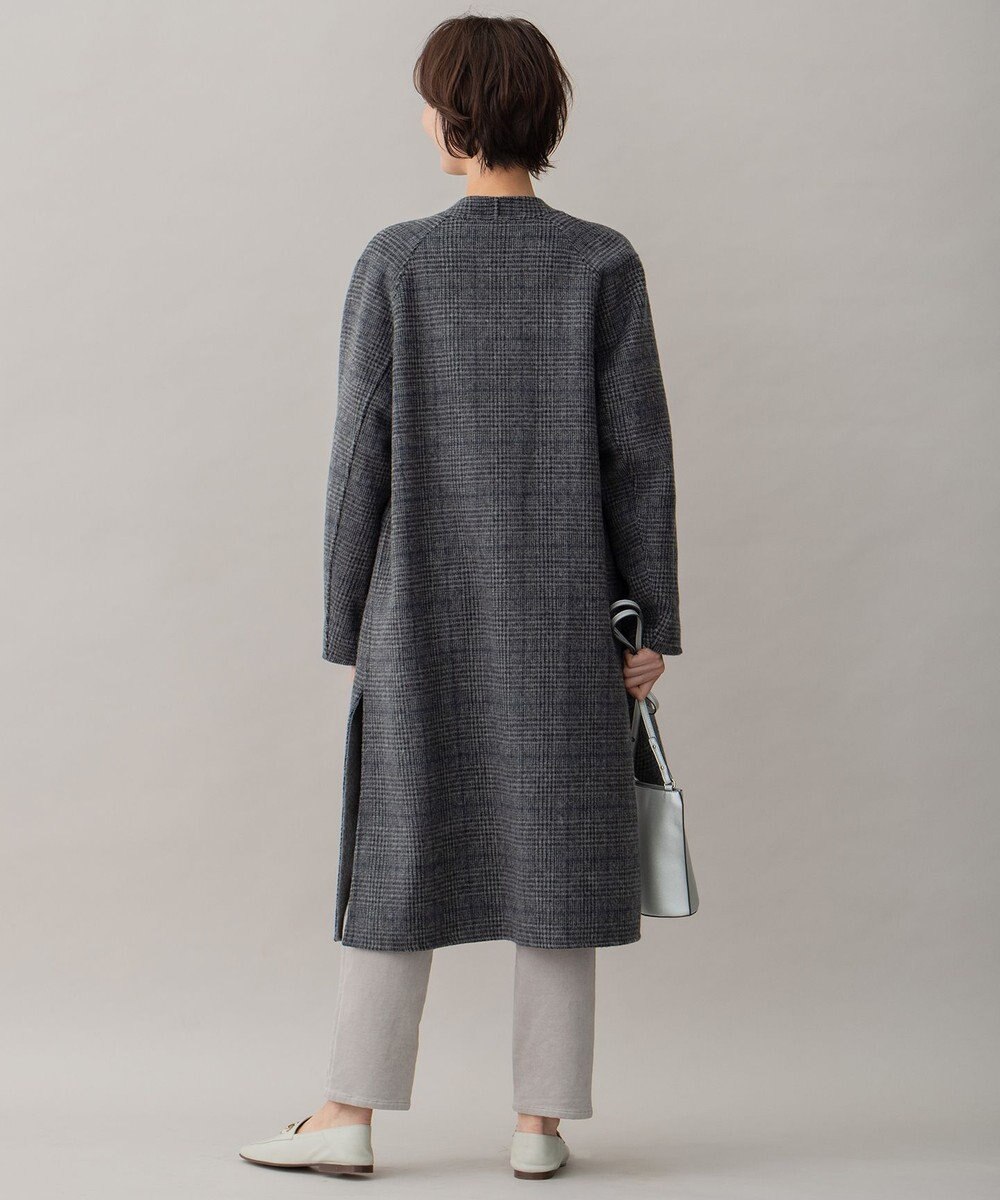 自由区 【リバーシブル】ウールリバー ノーカラーロングコート 
