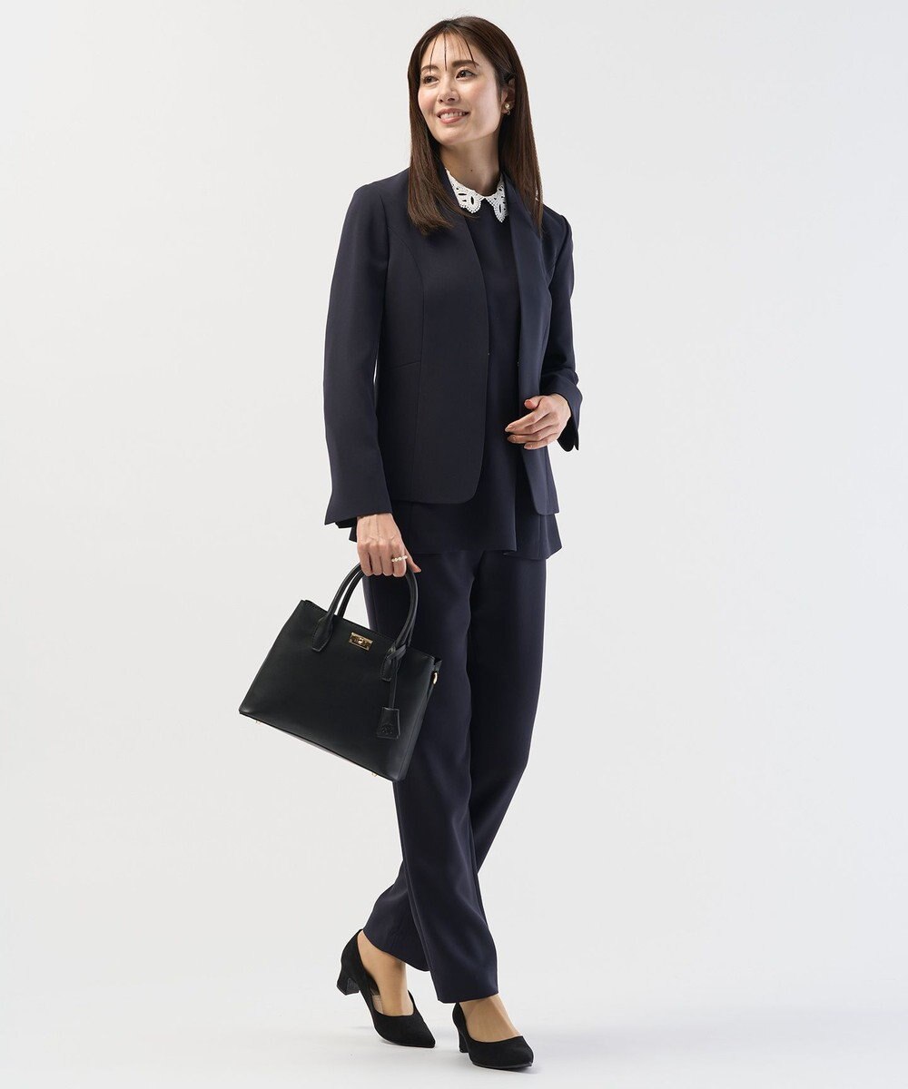 J.PRESS LADIES 【セットアップ対応】セラテリーダブルクロス ノーカラー ジャケット 