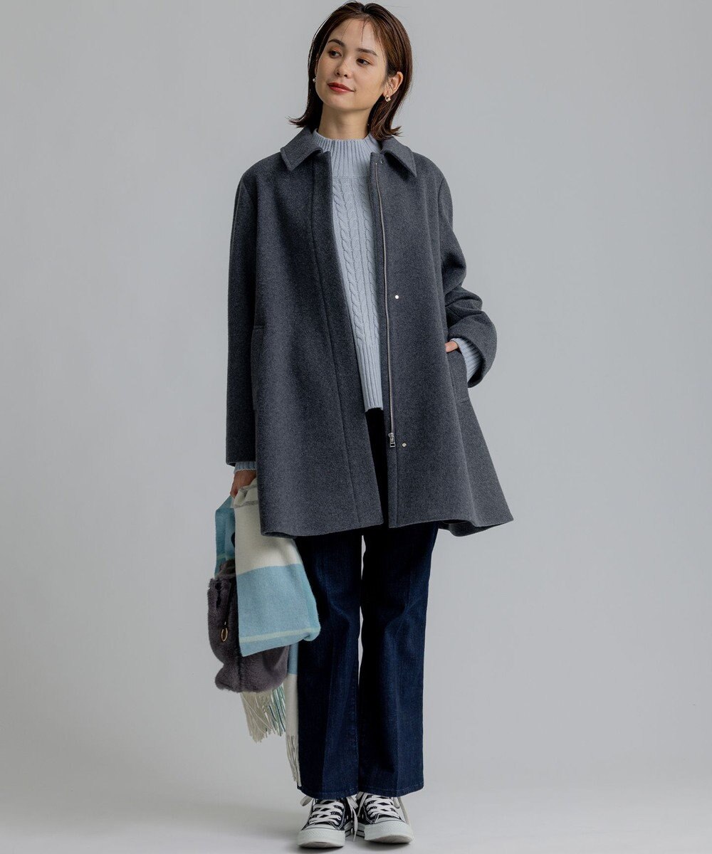 組曲 L ショートビーバー ステンカラー コート 