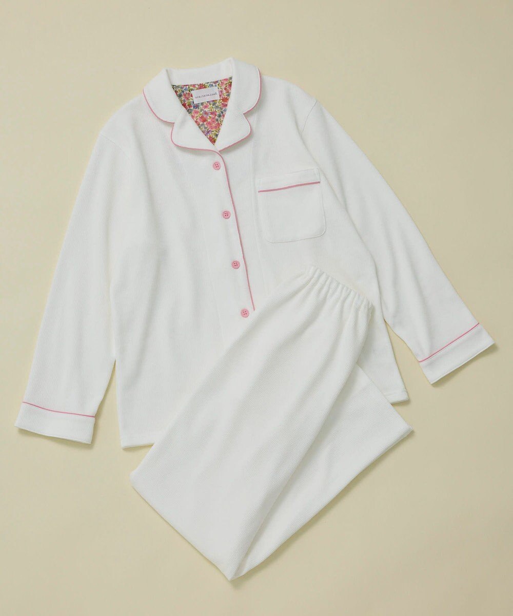une nana cool 【綿混】ソフトコットンリブ 長袖開襟パジャマ MADE WITH LIBERTY FABRIC 