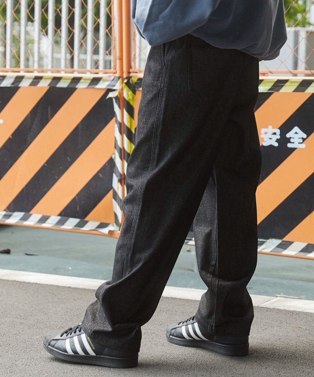 WEGO 【ユニセックス着用ITEM/ウエストゴム/SMLサイズ展開】デニムイージーストレートパンツ 