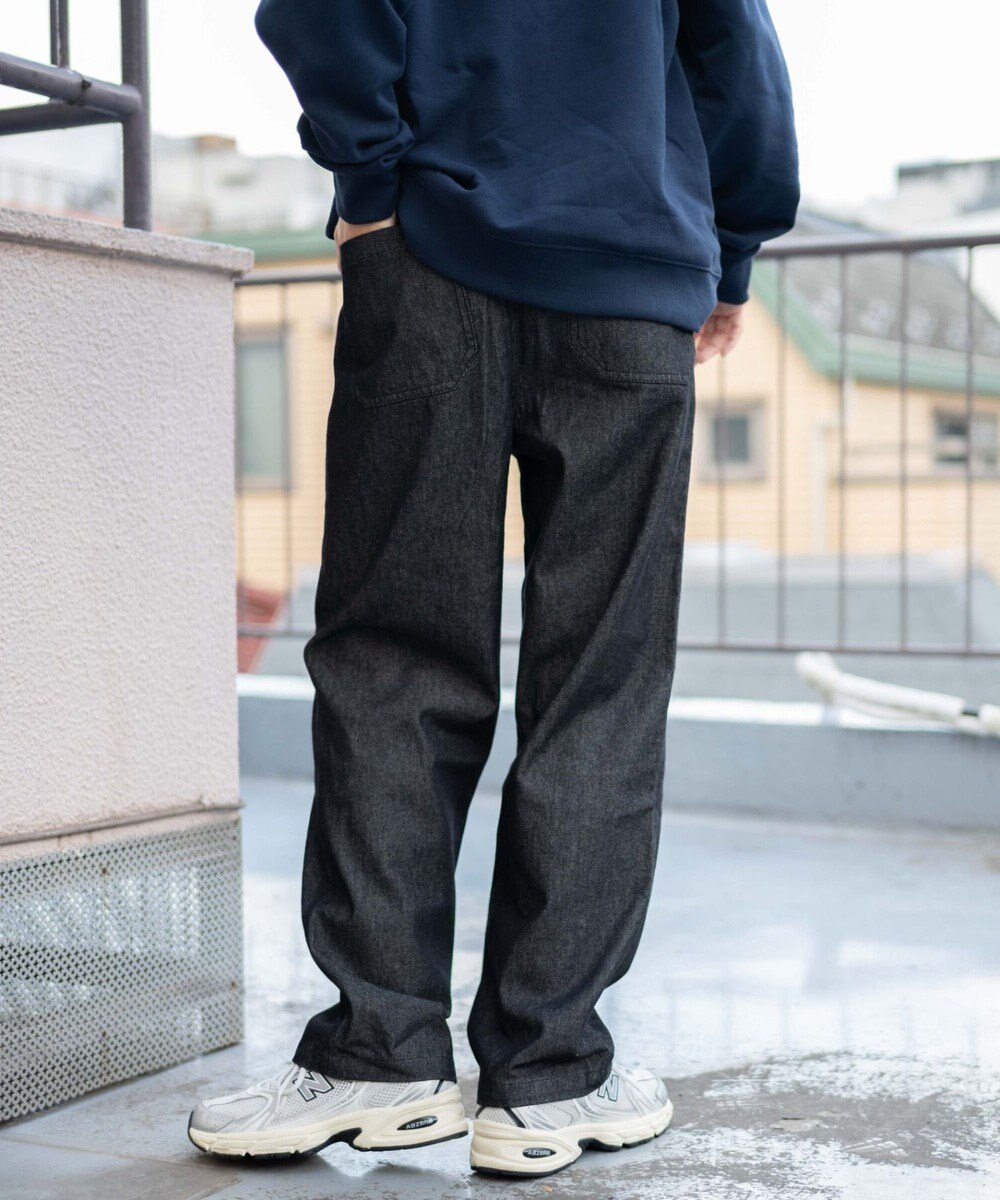 WEGO 【ユニセックス着用ITEM/ウエストゴム/SMLサイズ展開】デニムイージーストレートパンツ 