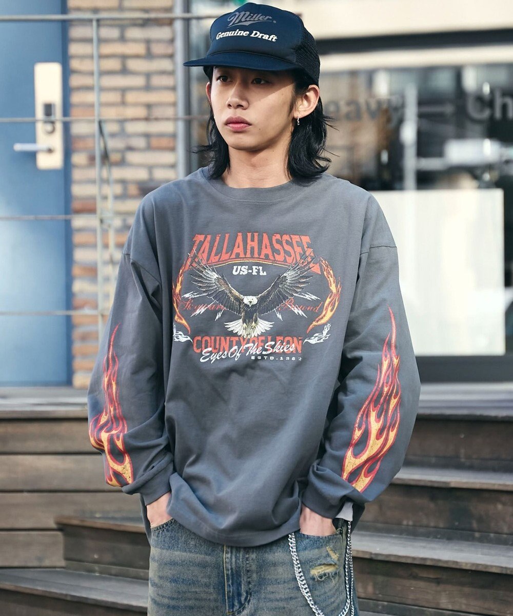 WEGO 【ユニセックス着用ITEM/MLサイズ展開】ヴィンテージライクグラフィックT（LS） 