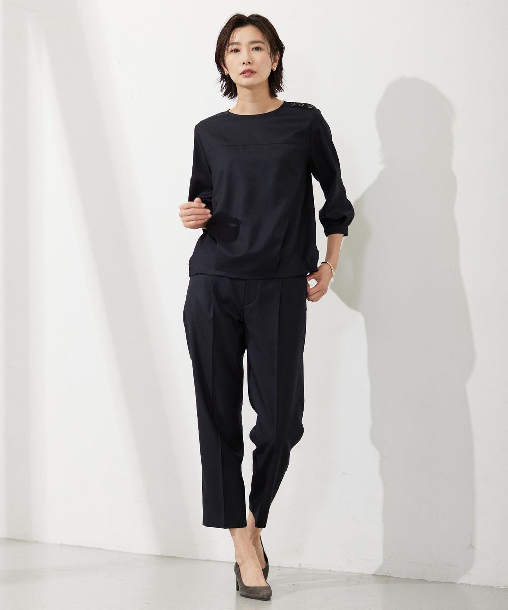 J.PRESS LADIES 【セットアップ対応・洗える・UVケア・速乾】 OXIJEWELストレッチ テーパード パンツ 