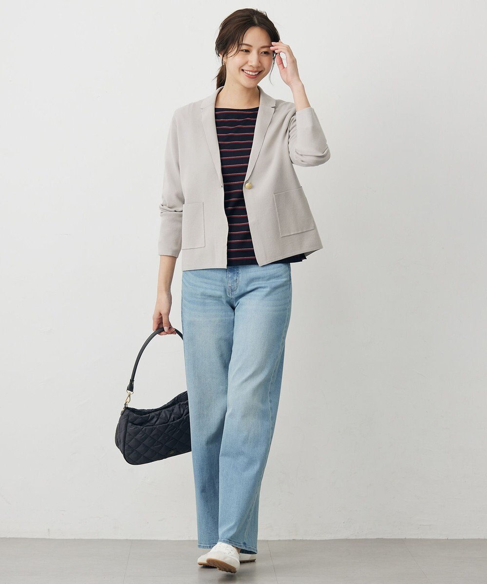 J.PRESS LADIES S 【洗える】BASIC STRETCH DENIM ワイド ストレート デニム 