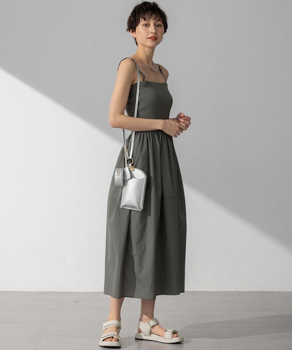 23区 S 【洗える】ブライトナイロンワッシャー ニットコンビワンピース 