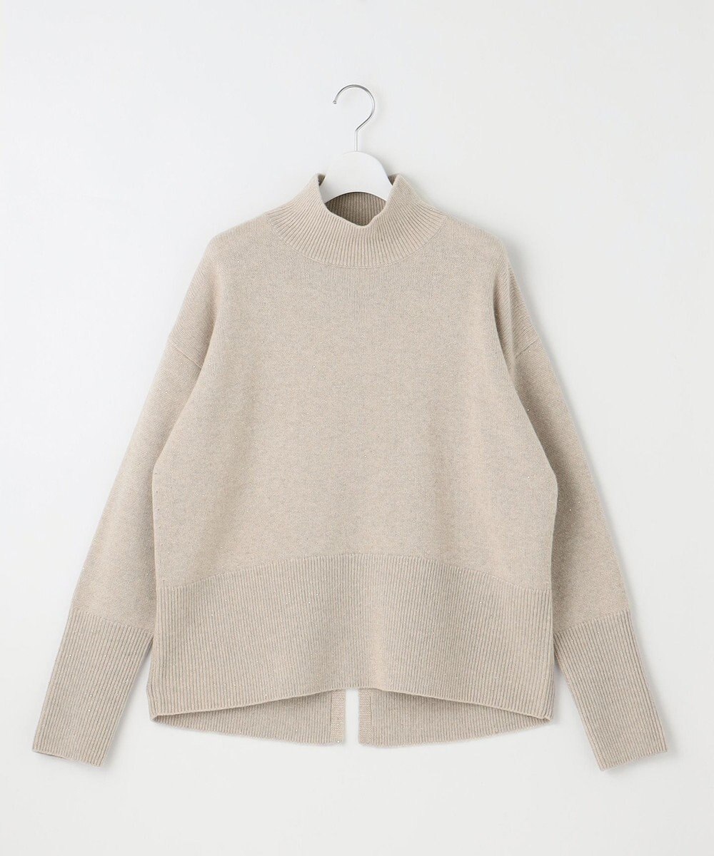 自由区 【洗える】ウールカシミヤブレンドラメスパンコールハイネック ニット 