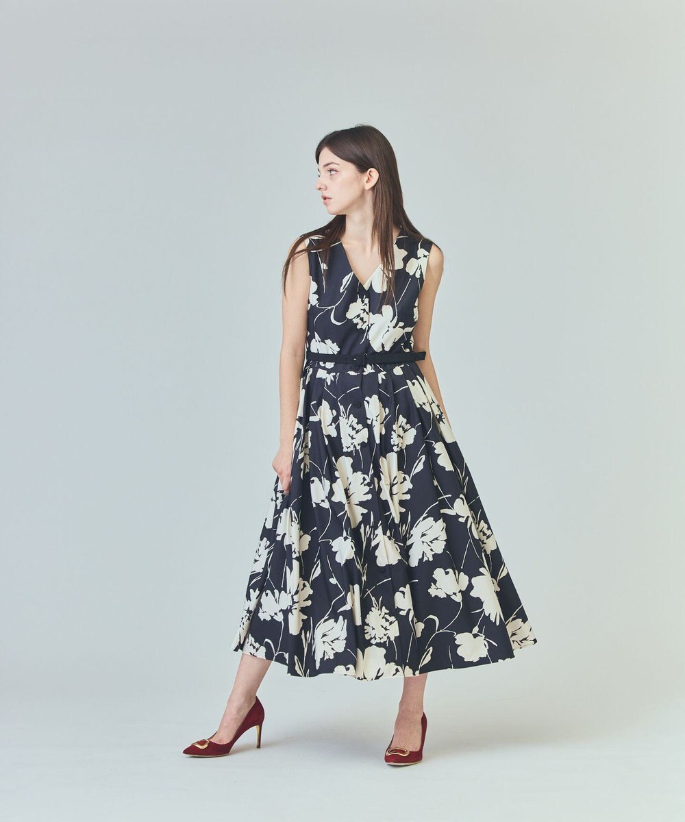 GRACE CONTINENTAL バイカラーボタニカルドレス 